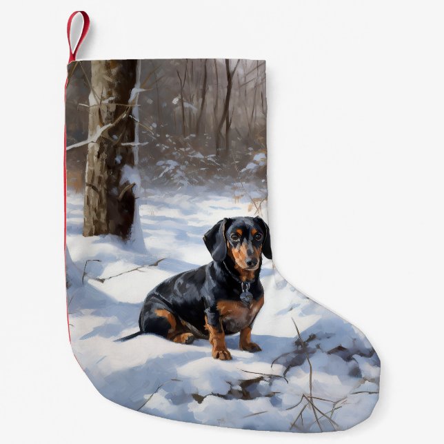 Dachshund Let It Snow Christmas Small Christmas Stocking (Front)