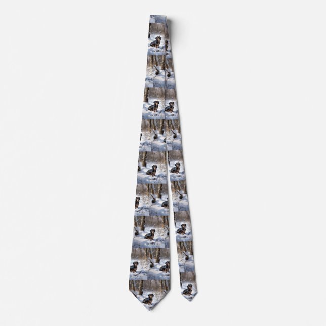 Dachshund Let It Snow Christmas Tie (Front)