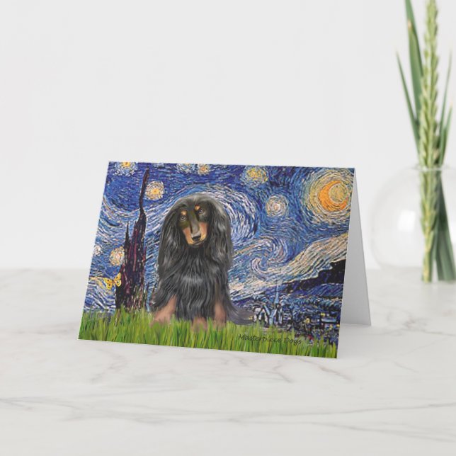 Dachshund (LHBT) - Starry Night Card (Front)