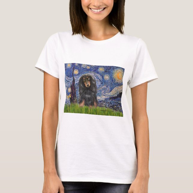 Dachshund (LHBT) - Starry Night T-Shirt (Front)