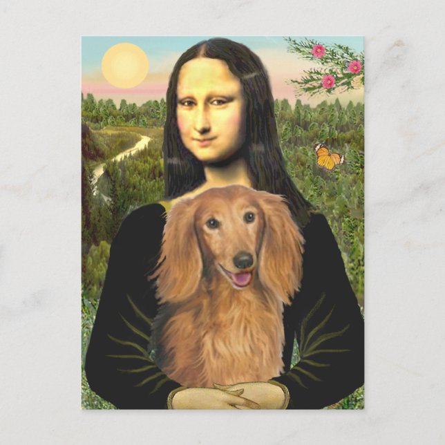 Dachshund (LHSable) - Mona Lisa Postcard (Front)