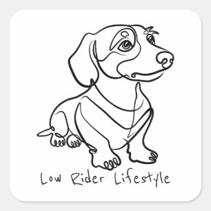 Dachshund Line Art - Low Rider Lifestyle Square Sticker