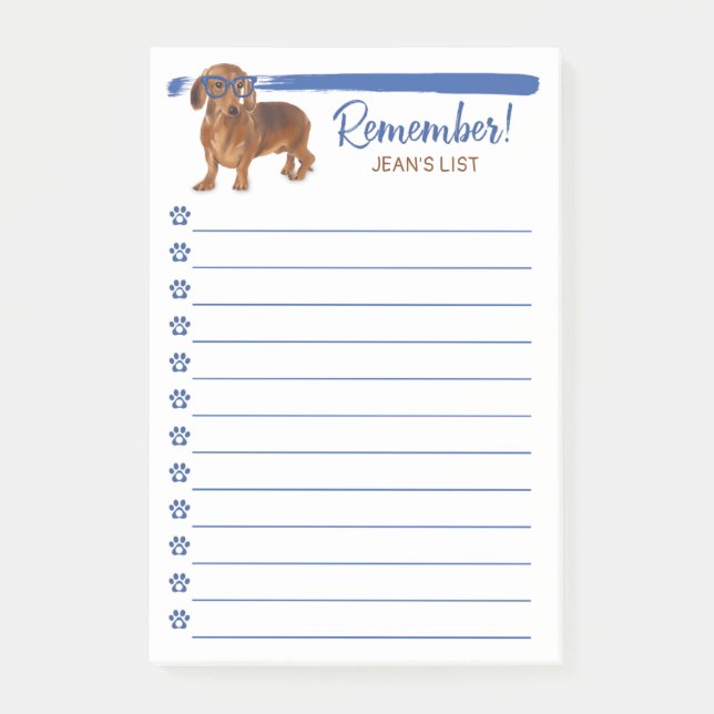 Dachshund Little Dog Remember To Do List Post-it Notes (Front)