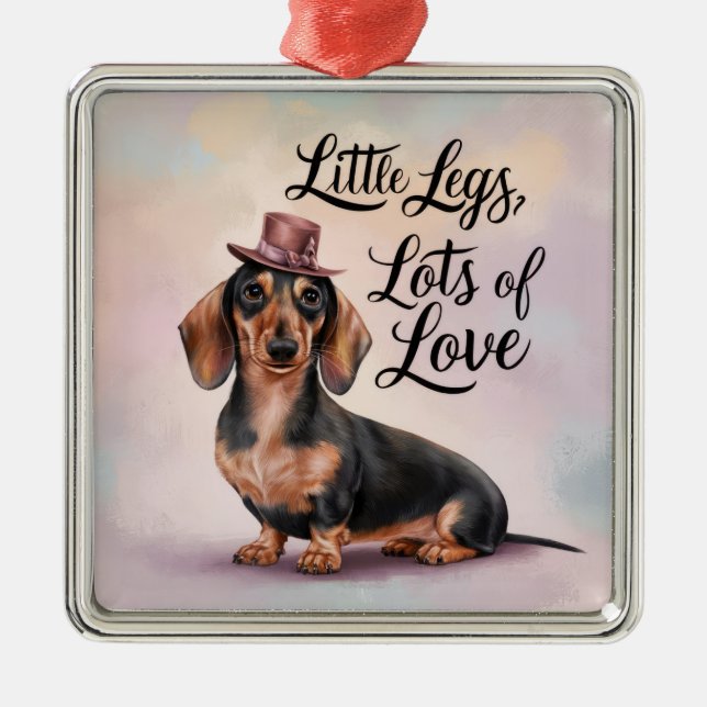 Dachshund Little Legs Lots of Love Metal Ornament (Front)