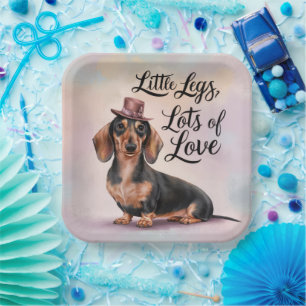 Dachshund Little Legs Lots of Love Paper Plate