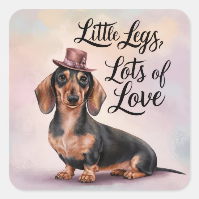 Dachshund Little Legs Lots of Love Square Sticker (Front)