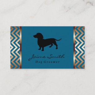 Dachshund Logo   Dog Groomer Business Card