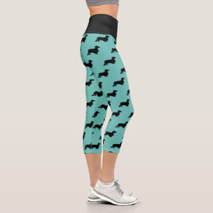 Dachshund Long Hair - Silhouette 1 Capri Leggings