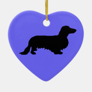 Dachshund Long Hair - Silhouette 1 Ceramic Ornament