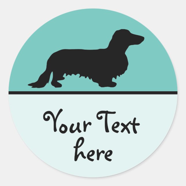 Dachshund Long Hair - Silhouette 1 Classic Round Sticker (Front)