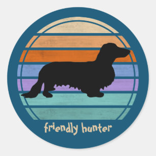Dachshund Long Hair - Silhouette 1 Classic Round Sticker