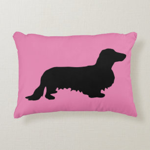Dachshund Long Hair - Silhouette 1 Decorative Cushion