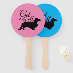 Dachshund Long Hair - Silhouette 1 Hand Fan