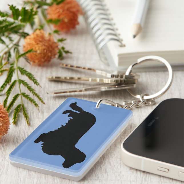 Dachshund Long Hair - Silhouette 1 Key Ring (Front Right)