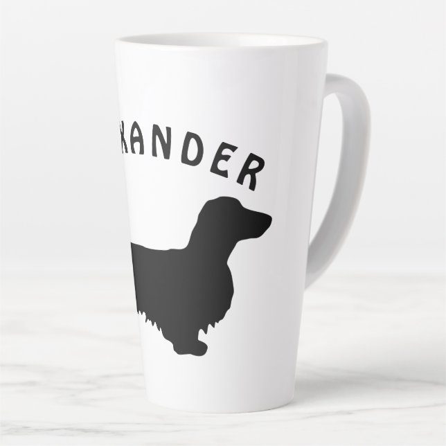 Dachshund Long Hair - Silhouette 1 Latte Mug (Right Angle)