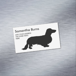 Dachshund Long Hair - Silhouette 1 Magnetic Business Card