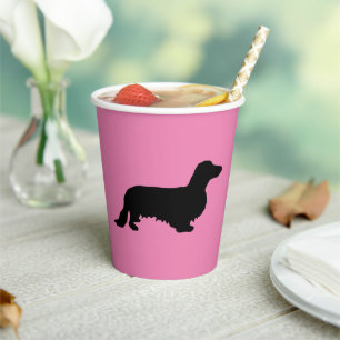 Dachshund Long Hair - Silhouette 1 Paper Cups