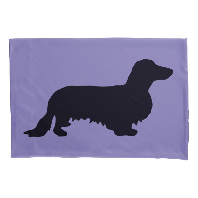 Dachshund Long Hair - Silhouette 1 Pillowcase (Front)