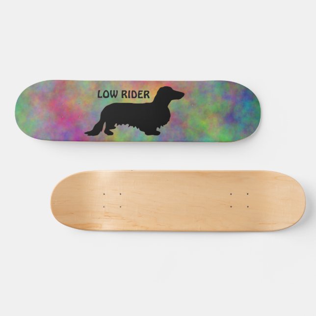 Dachshund Long Hair - Silhouette 1 Skateboard (Horz)