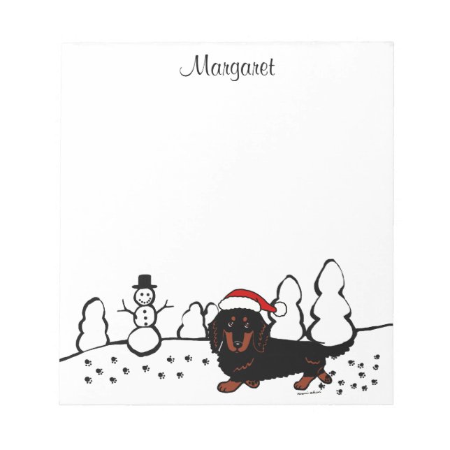 Dachshund Long Haired Black and Tan Notepad (Front)