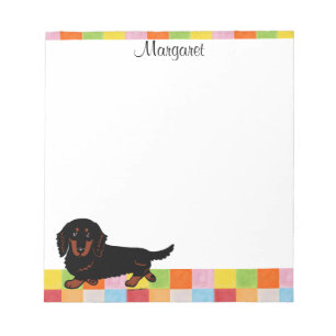 Dachshund Long Haired Black and Tan Notepad