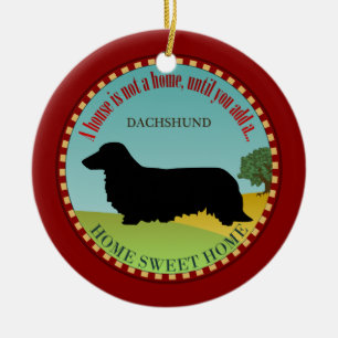 Dachshund [Long-haired] Ceramic Tree Decoration