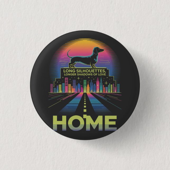 Dachshund Long Silhouettes, Longer Shadows Of Love 3 Cm Round Badge (Front)