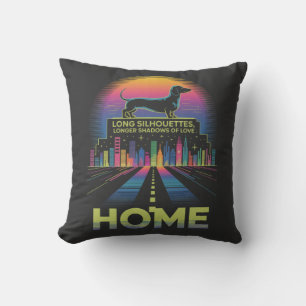 Dachshund Long Silhouettes, Longer Shadows Of Love Cushion