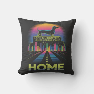 Dachshund Long Silhouettes, Longer Shadows Of Love Cushion
