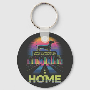 Dachshund Long Silhouettes, Longer Shadows Of Love Key Ring