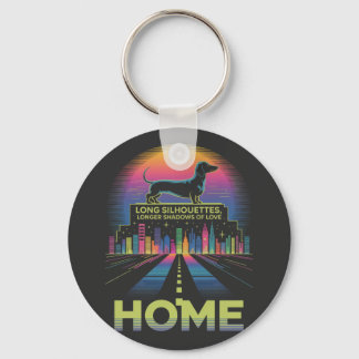 Dachshund Long Silhouettes, Longer Shadows Of Love Key Ring