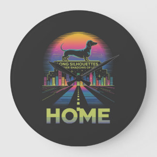 Dachshund Long Silhouettes, Longer Shadows Of Love Large Clock