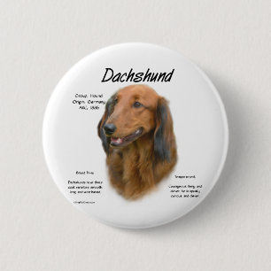 Dachshund (longhair) History Design 6 Cm Round Badge