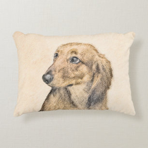 Dachshund (Longhaired) 2 Painting Original Dog Art Decorative Cushion
