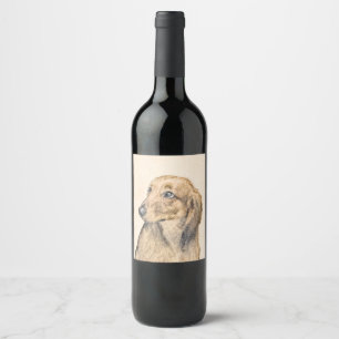 Dachshund (Longhaired) 2 Painting Original Dog Art Wine Label