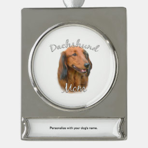 Dachshund (longhaired) Mum 2 Silver Plated Banner Ornament