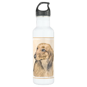 Dachshund (Longhaired) Painting - Original Dog Art 710 Ml Water Bottle