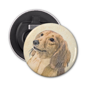 Dachshund (Longhaired) Painting - Original Dog Art Bottle Opener