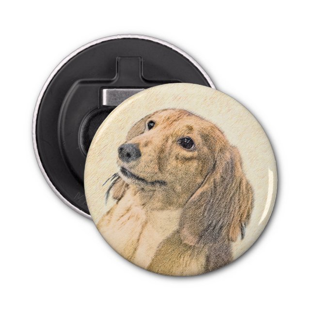 Dachshund (Longhaired) Painting - Original Dog Art Bottle Opener (Front)