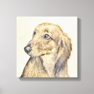 Dachshund (Longhaired) Painting - Original Dog Art Canvas Print
