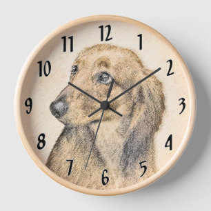 Dachshund (Longhaired) Painting Original Dog Art Clock