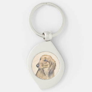 Dachshund (Longhaired) Painting - Original Dog Art Key Ring
