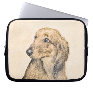 Dachshund (Longhaired) Painting - Original Dog Art Laptop Sleeve