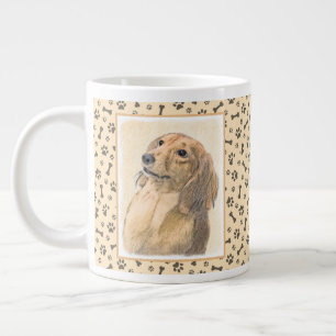 Dachshund (Longhaired) Painting - Original Dog Art Large Coffee Mug