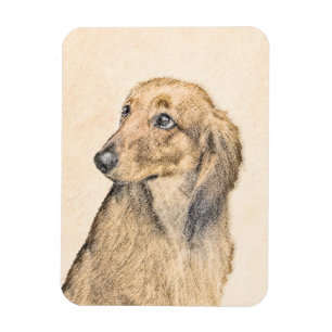 Dachshund (Longhaired) Painting - Original Dog Art Magnet