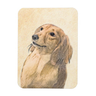 Dachshund (Longhaired) Painting - Original Dog Art Magnet