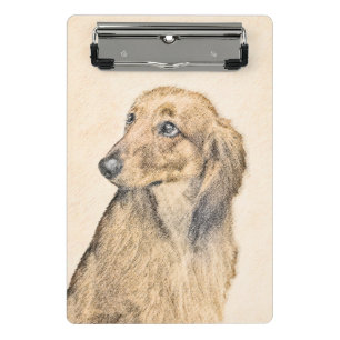 Dachshund (Longhaired) Painting - Original Dog Art Mini Clipboard