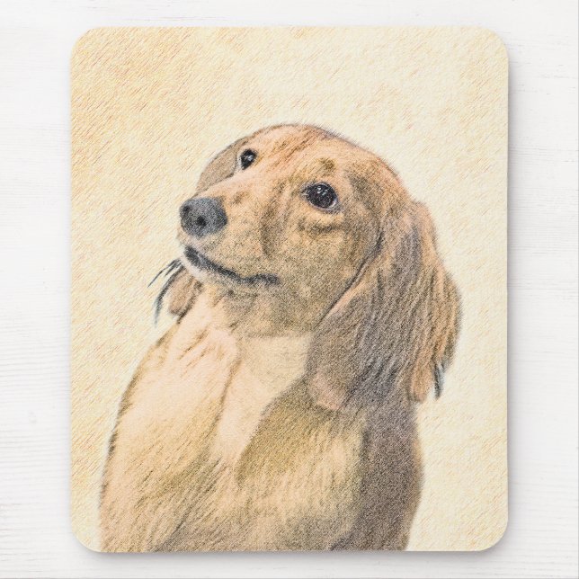 Dachshund (Longhaired) Painting - Original Dog Art Mouse Pad (Front)