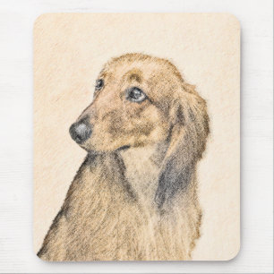 Dachshund (Longhaired) Painting - Original Dog Art Mouse Pad