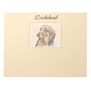 Dachshund (Longhaired) Painting - Original Dog Art Notepad